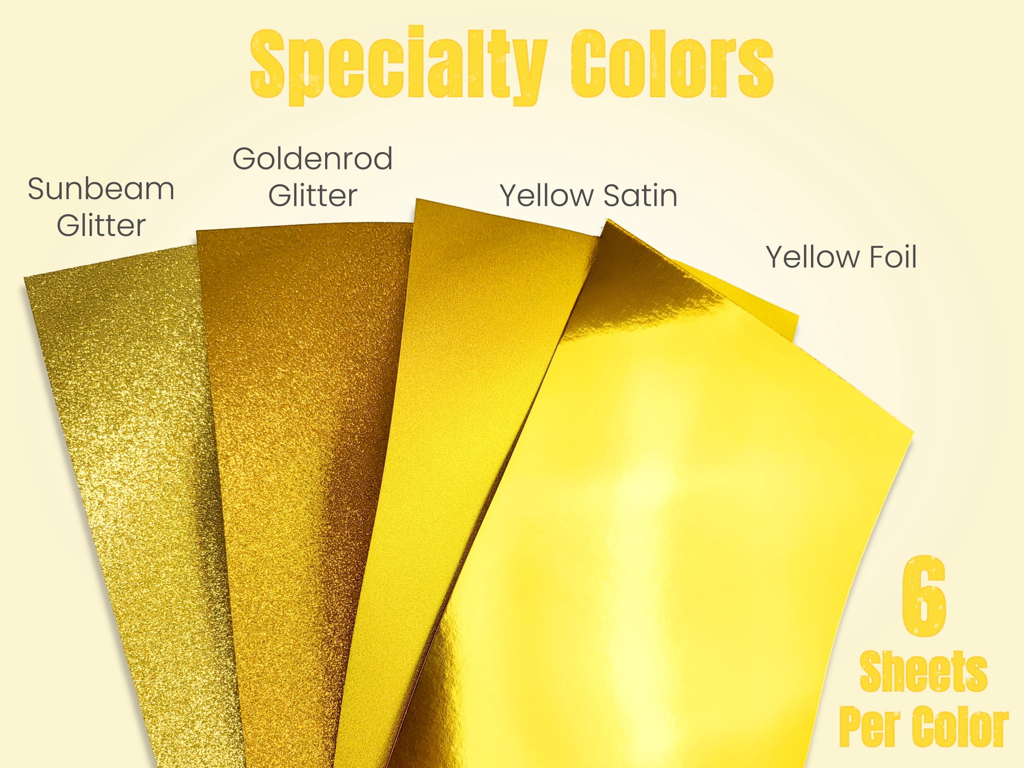 Buttercup Bliss Glamstock™ – Premium Yellow Cardstock Book featuring Pearlescent, Satin, Foil & Glitter Papers, 48 Pages, A4 Size, for Scrapbooking, Crafts & Invitations