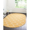 thumbnail image 1 of Unique Loom 3151680 3 x 5 ft. Rounded Trellis Frieze Oval Rug, Yellow, 1 of 5