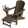 thumbnail image 3 of KINGYES Folding Adirondack Chair set of 4, Adjustable Backrest with Pull-Out Footrest & 4-in-1 Mobile Phone, Tablet, Cup Holder Tray, HDPE Plastic Adirondack Chair for Patio Garden Outdoors Fire Pit, 3 of 10