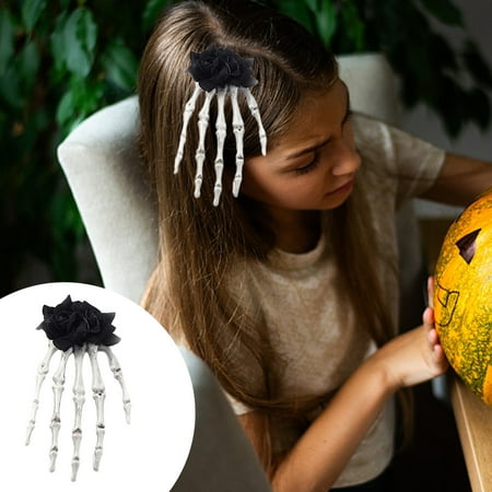 

Txmfgh Halloween Party Rose Skeleton Hand Hair Cards Costume Matching Hand Claw Hair Clips Gothic Hair Props Decoration Rose Skeleton Hand Halloween Decoration