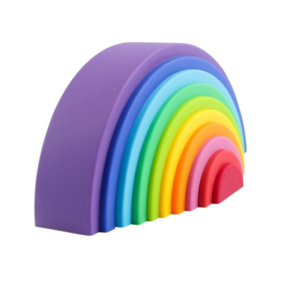 Apilador Rainbow de silicona BLUE GINKGO para niños de más de 3 años