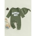 thumbnail image 3 of Elippeo Baby Boy Bodysuits Letter Embroidered Ribbed Long Sleeve Round Neck Fall Jumpsuits Hat Outfits 3 6 12 18 Months, 3 of 8
