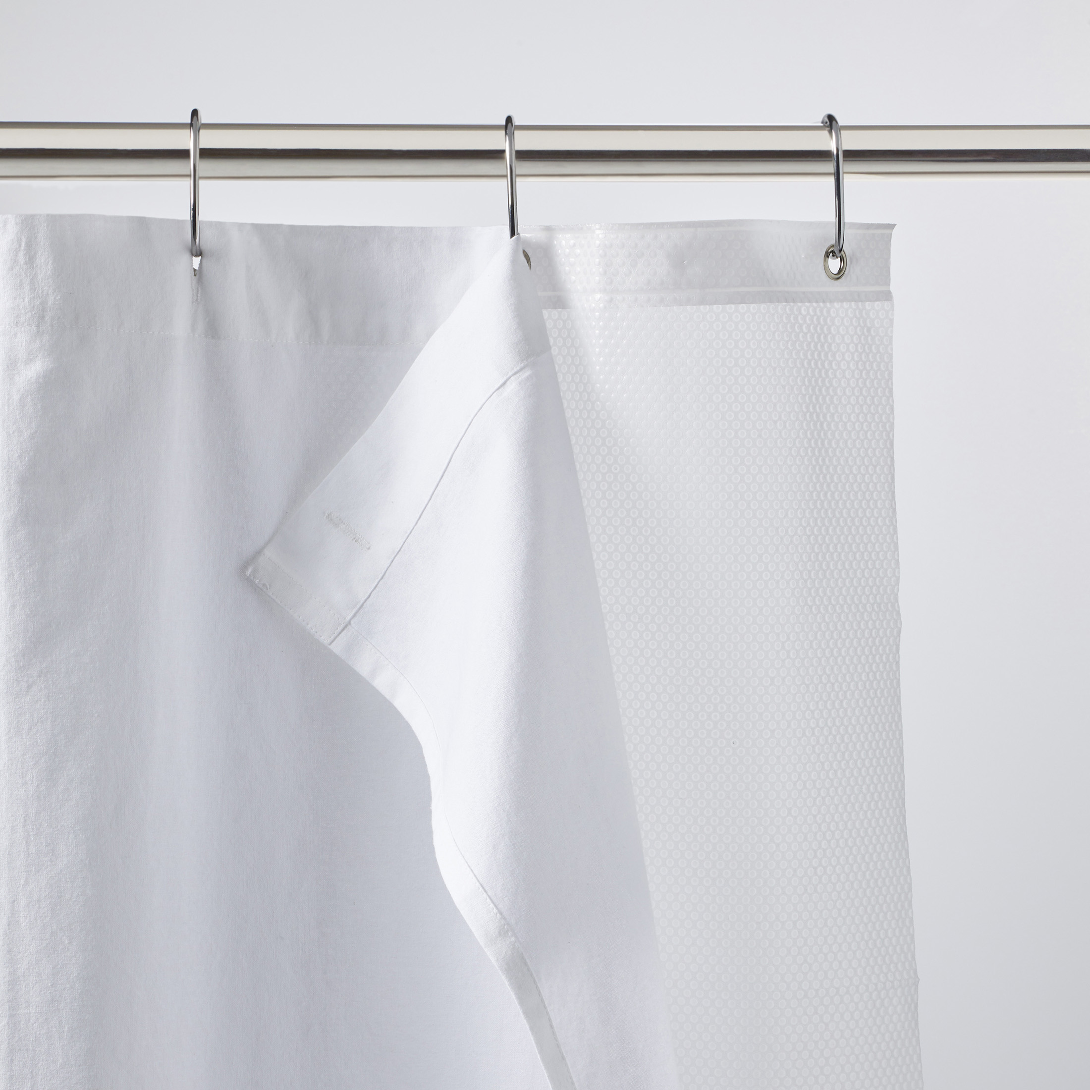 Better Homes & Gardens Ditsy Dots Cotton Shower Curtain Set, White, 14-Piece