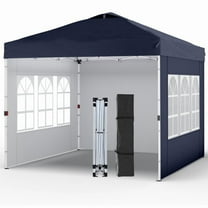 10'x10' Pop Up Canopy Tent w/3 Sidewalls,One Push Setup Instant Shade Tent Blue