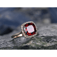 thumbnail image 3 of HeartsAndYou 2.5ct Natural Red Garnet & Diamond Ring Accent Halo 100% 14k SOLID Yellow Gold, 3 of 9