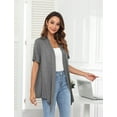 thumbnail image 6 of Uvplove Women's Casual Cardigan Short Sleeve Tieable Cardigan Dark_Grey-3XL, 6 of 16