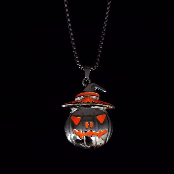 PRETXORVE Halloween Accessory Necklace with Pumpkin Ghost Face