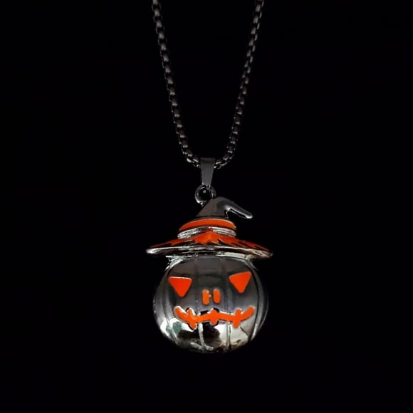 Halloween Accessory Necklace With Pumpkin Ghost Face