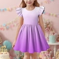 thumbnail image 4 of Spazoro Kids Girls Dresses, Flutter Sleeves with Gradient Color 2025 New Style Round Neck Princess Dress for Child Girls Purple Size 3 T, 4 of 7