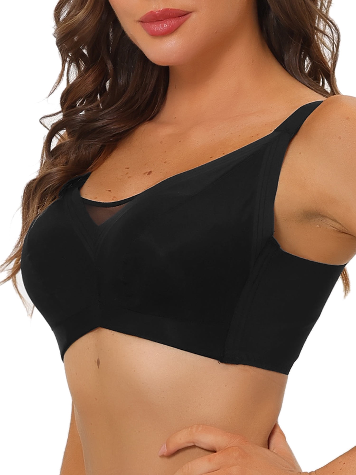 Unique Bargains Women's Adjustable Straps Full Coverage Mesh Underwire Bras 40D Black
