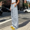 thumbnail image 4 of Khunlpohl Womens Casual Pants Elastic Waist Solid Color Joggers Pant Straight Legs Lightweight Loose Trousers with Pockets, 4 of 5