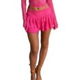 thumbnail image 1 of Women Y2k Lace Ruffle Pleated Mini Skirt Low Rise Half Slip Skirts Mesh Floral Layered Flowy Short Skirts, 1 of 1
