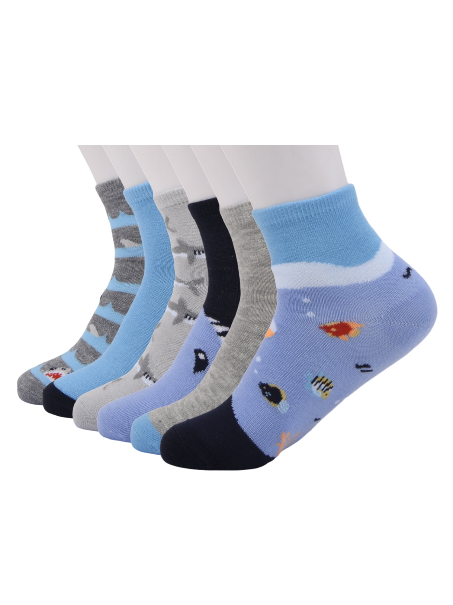 Wonder Nation Mid Crew Graphic Socks, 6-Pack Boys Shoe Size S (4-8.5) - L (3-9)