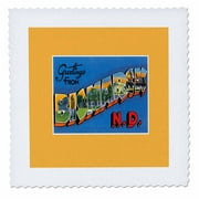 3dRose Greetings From Bismarck, North Dakota Scenic Postcard Reproduction - Quilt Square, 6 by 6-inch