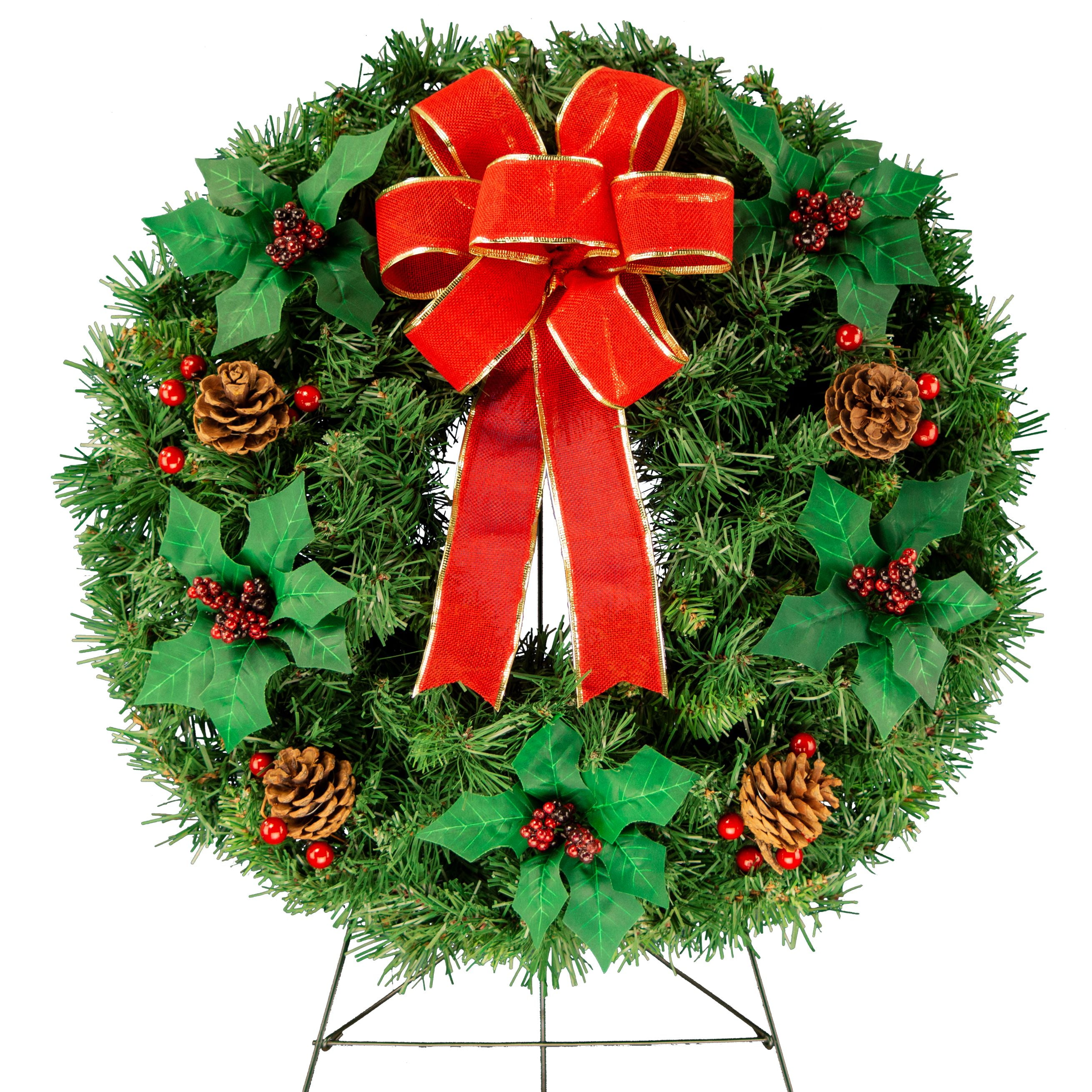 Sympathy silks christmas memorialwreath decoration  holly  red Sympathy silks christmas memorialwreath decoration  holly  red