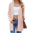 thumbnail image 4 of Siilsaa Light Weight Cardigan Women Long Sleeve V-Neck Button Down Cardigan Knit Shrugs Sweater Pink,S, 4 of 5
