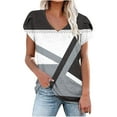 thumbnail image 1 of Camiseta de Manga Corta Suelta con Cuello en V Impresa, Blusa Casual para el Hogar Y el Uso Diario, 1 of 4