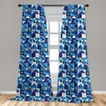 thumbnail image 5 of Ambesonne Navy Blue Curtains, Contemporary Abstract, Pair of 28"x84", Violet Pale Blue White, 5 of 5