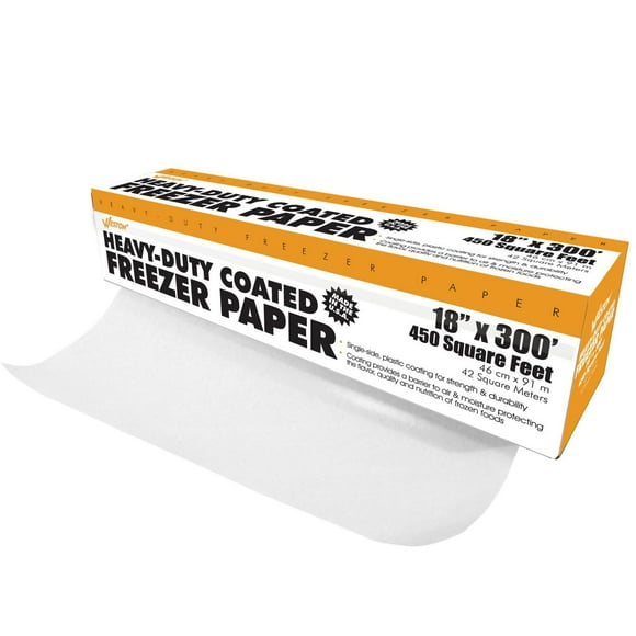 Weston Heavy-Duty Freezer Paper Roll with Cutter Box, Plastic-Coated Food Wrap, 18 in x 300 ft, 83-4001-W