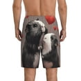 thumbnail image 2 of Balery Heart Guinea Pig Couple Men's Cotton Knit Pajama Shorts Waistband & Pockets,Short Pajama Pants-3X-Large, 2 of 8