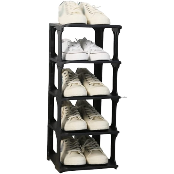Free Standing Shoes Rack Five Tier ABS Shoe Shelf Closet Entryway Bathroom Slipper Rack Simple Installation Shoe Stand 9.6in Storage (Color : White)