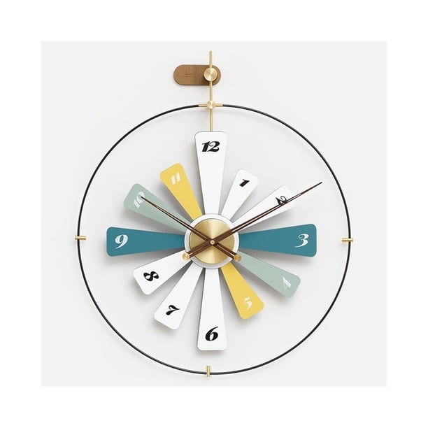 Reloj de pared grande de 60 cm, redondo, silencioso, sin tictac, colgante, decoración creativa, reloj de pared ligero de lujo for sala de estar.