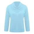thumbnail image 5 of Aoiroe Casual Sweatshirt Tops,Womens Going Out Outfits,Fitness Clothing,Loose Pullover Sweater,Professional Tops For Women,Office Wear For Women 2025,Cowl Neck Blouses For Women,Light blue,S, 5 of 5