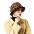 thumbnail image 2 of Dyfzdhu Women Autumn Winter Flowers Round Top Casual Fisherman Bucket Cap Small Bowler Hat, 2 of 3