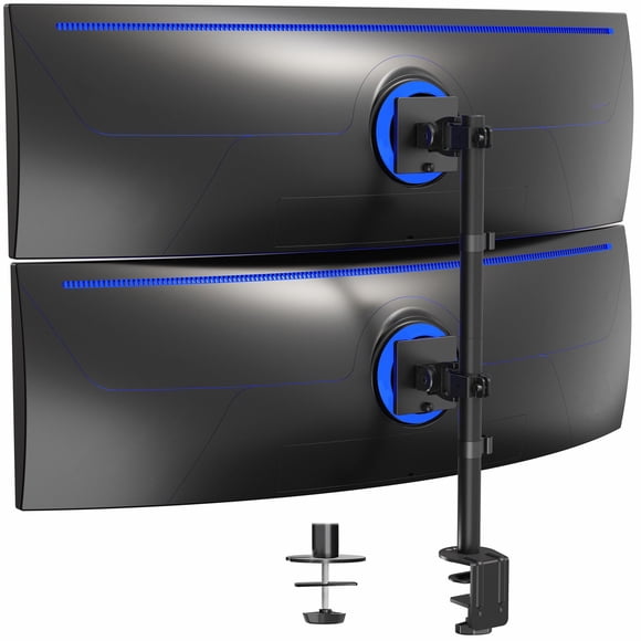 VIVO Dual Vertically Stacked Ultra-Wide Monitor Desk Mount for up to 49 inch Ultrawide Screens, Extra Tall Heavy Duty Adjustable Stand Holds 44 lbs P