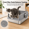 thumbnail image 2 of PHANCIR XL Cat Litter Box, Stainless Steel High-Sided, Non-Stick&Leak-Proof, Large Capacity, Easy-Clean with Litter Scoop & 6 Anti-Slip Pads(Gray), 2 of 8