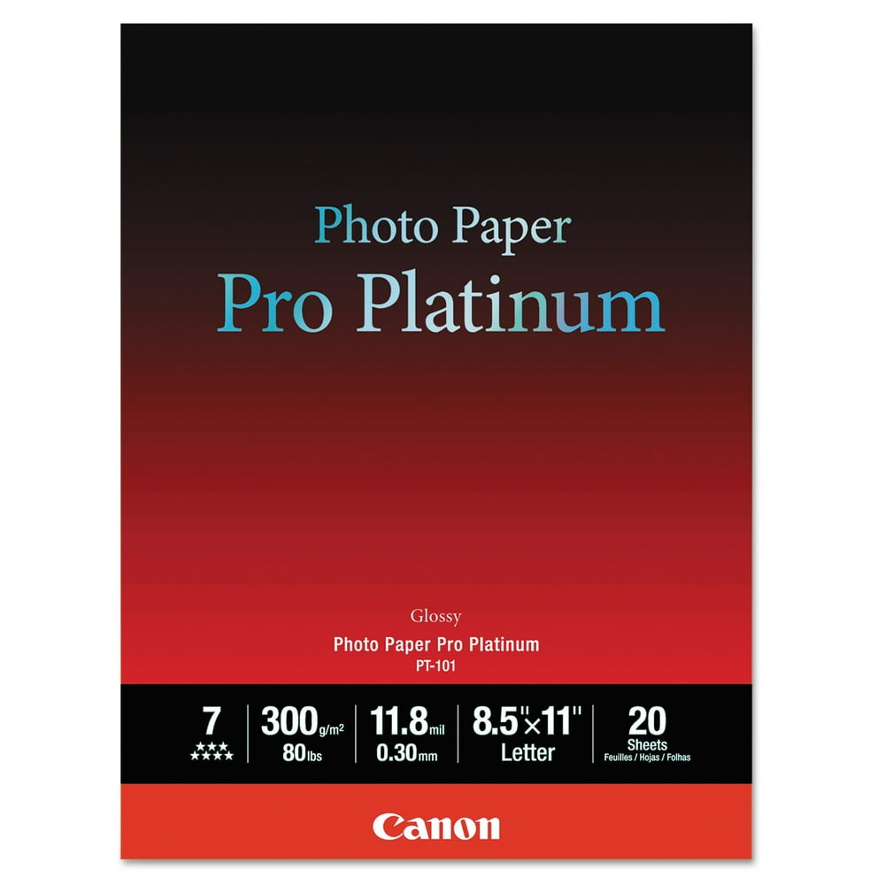 Canon Photo Paper Pro Platinum, High Gloss, 81/2 x 11, 80 lb., White, 20 Sheets/Pack Walmart