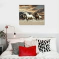 thumbnail image 4 of ONETECH Canvas Wall Art Black White Brown Running Horse Trot On Sunset Desert Animal Painting Wall Decor Print Picture Framed Bedroom Decoration, 4 of 4
