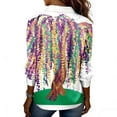 thumbnail image 6 of Women's Mardi Gras Shirts Long Sleeve Button Down Shirt Tuesday Carnival Party Outfit 2026 (Dark Green, 2XL), 6 of 6