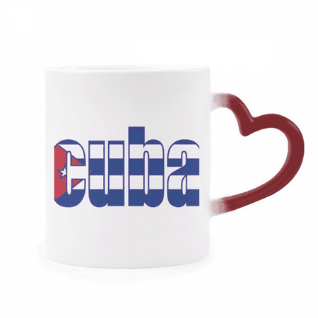 

Cuba Country Flag Name Heat Sensitive Mug Red Color Changing Stoneware Cup