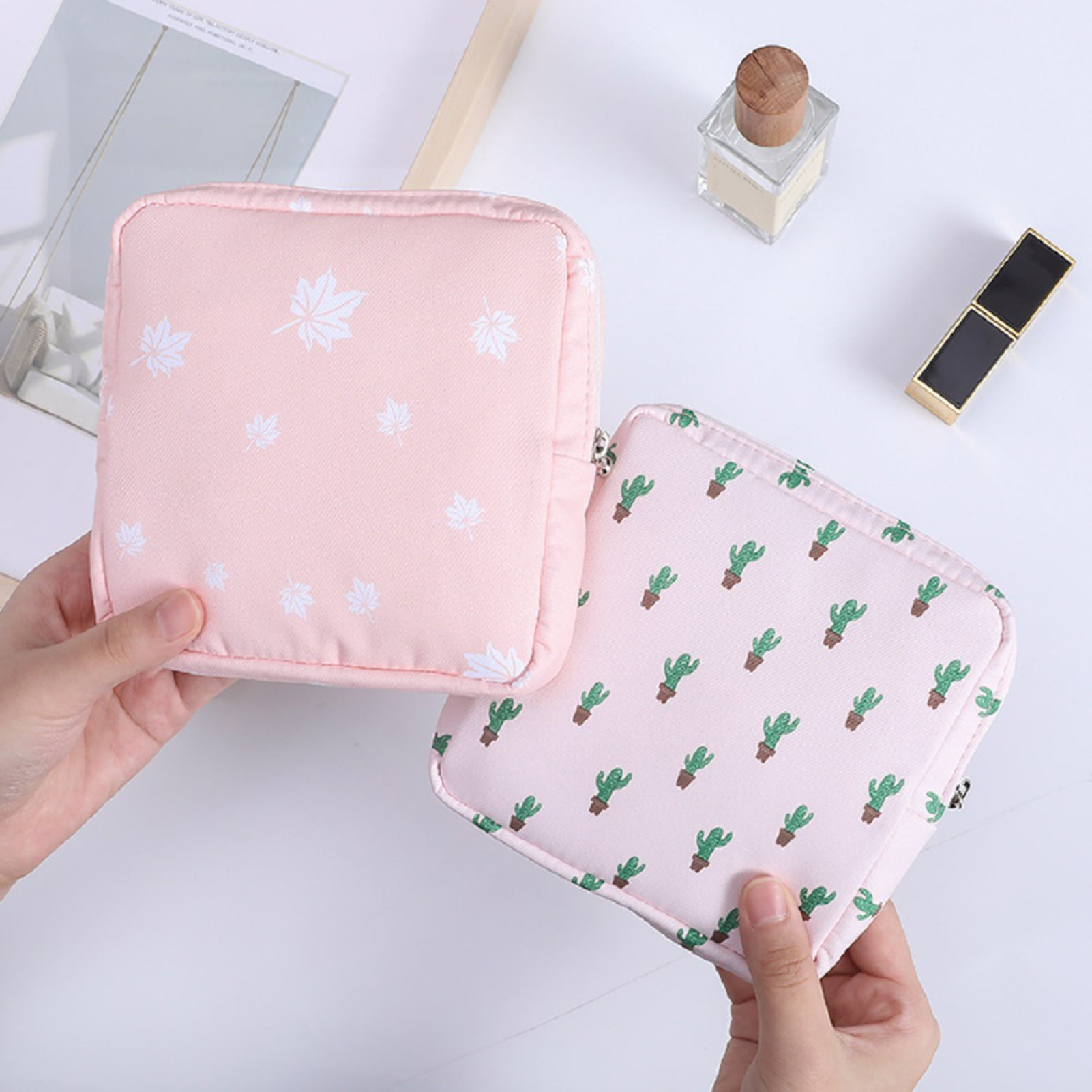Portable Heart Pattern Sanitary Napkin Bag Zipper Versatile - Temu