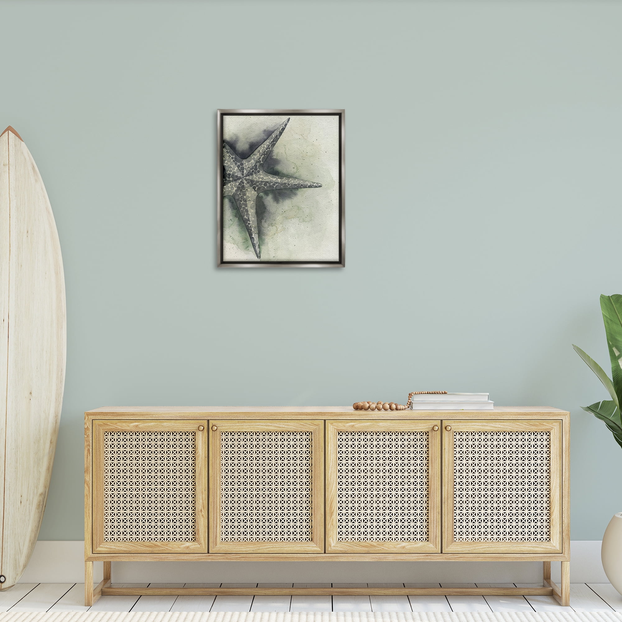 Stupell Industries Complex Grey Starfish Animals & Insects Painting Gray Floater Framed Canvas Art Print Wall Art, 25 x 31