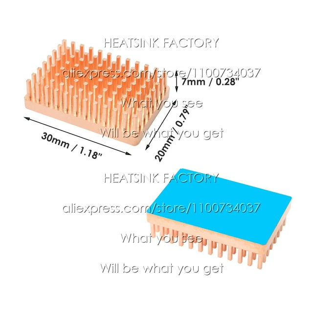 5pcs Pure Copper Heatsink Heat Sink Radiator Cooler for Raspberry / Banana Pi Electronic 3D printer CHIP IC MOS with Thermal Pad 5pcs 30x20x7mm