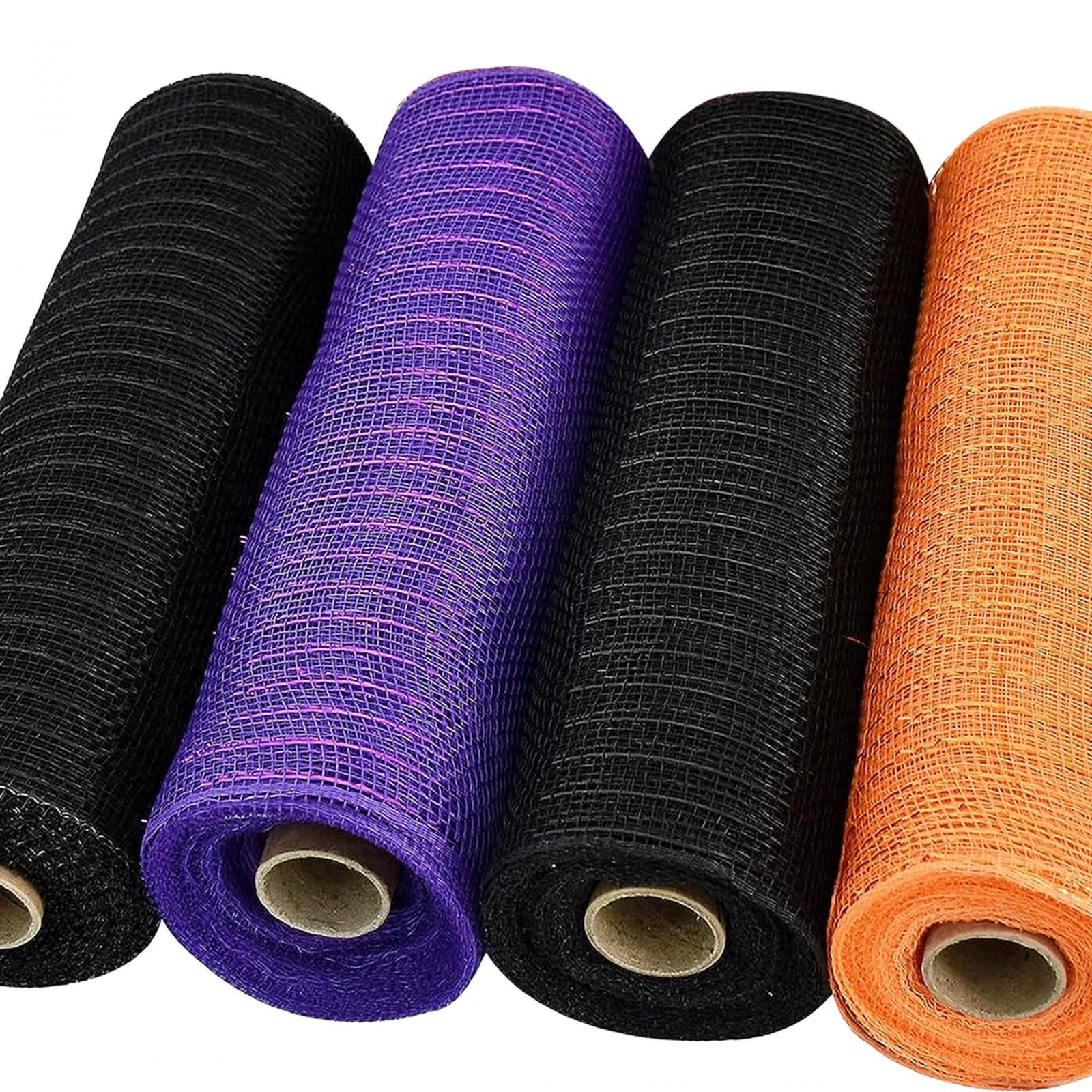 FVDPWYE 4 Rolls Mesh Ribbon 10inch x 10 Yards Orange Black Purple Accessory for Wreaths,