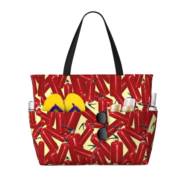 Fotbe Fire Extinguisher Bolsa de Viaje para Playa - Resistente al Agua, Bolsa Tote de Gran Capacidad y Ligera con 7 Bolsillos para Mujeres y Hombres