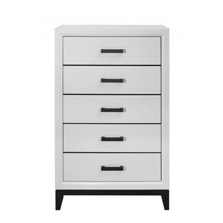 HomeRoots 478638 31 in. Solid Wood Five Drawer Standard Chest, White