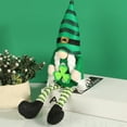 thumbnail image 2 of Hvmvliv St. Patrick's Day Striped Long Legged Gnome Doll, 15.7 Inch Tall Cotton Faceless Dwarf, Handmade Home Decor for Table & Shelf Green, 2 of 7