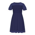 thumbnail image 4 of SROBPTY Robes pour Filles, Robe en Maille à Manches Courtes pour Fille, Taille Haute, Coupe Trapèze, Décontractée, Bleu Foncé, 7 Ans, 4 of 4