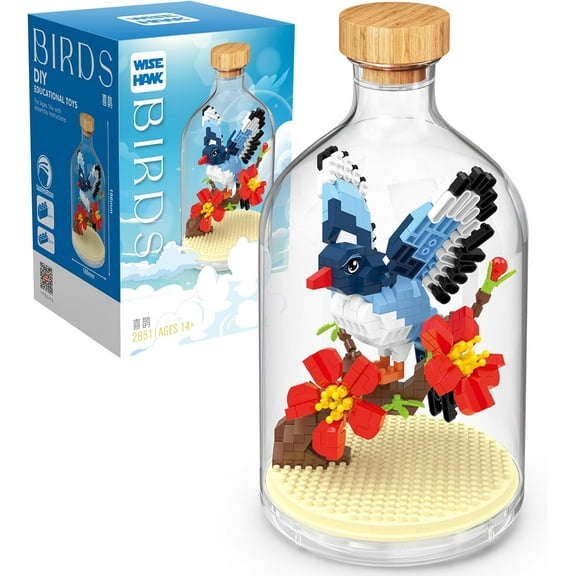Creative Flower Magpie Toy Building Set,Adult Mini Animal Friend Set,Party Favors Gift for Kids,Office Home Decor Birds Building Block Kits,New Year Easter Birthday Gift for Boys Girls