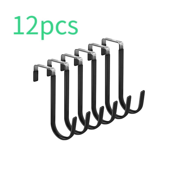 OFEFE 12 Pack Over the Door Hooks, Rubber Prevent Scratches Heavy Duty Organizer Hooks for Living Room, Bathroom, Bedroom, Kitchen Hanging Clothes, Towels, Hats, Coats, Bags Black
