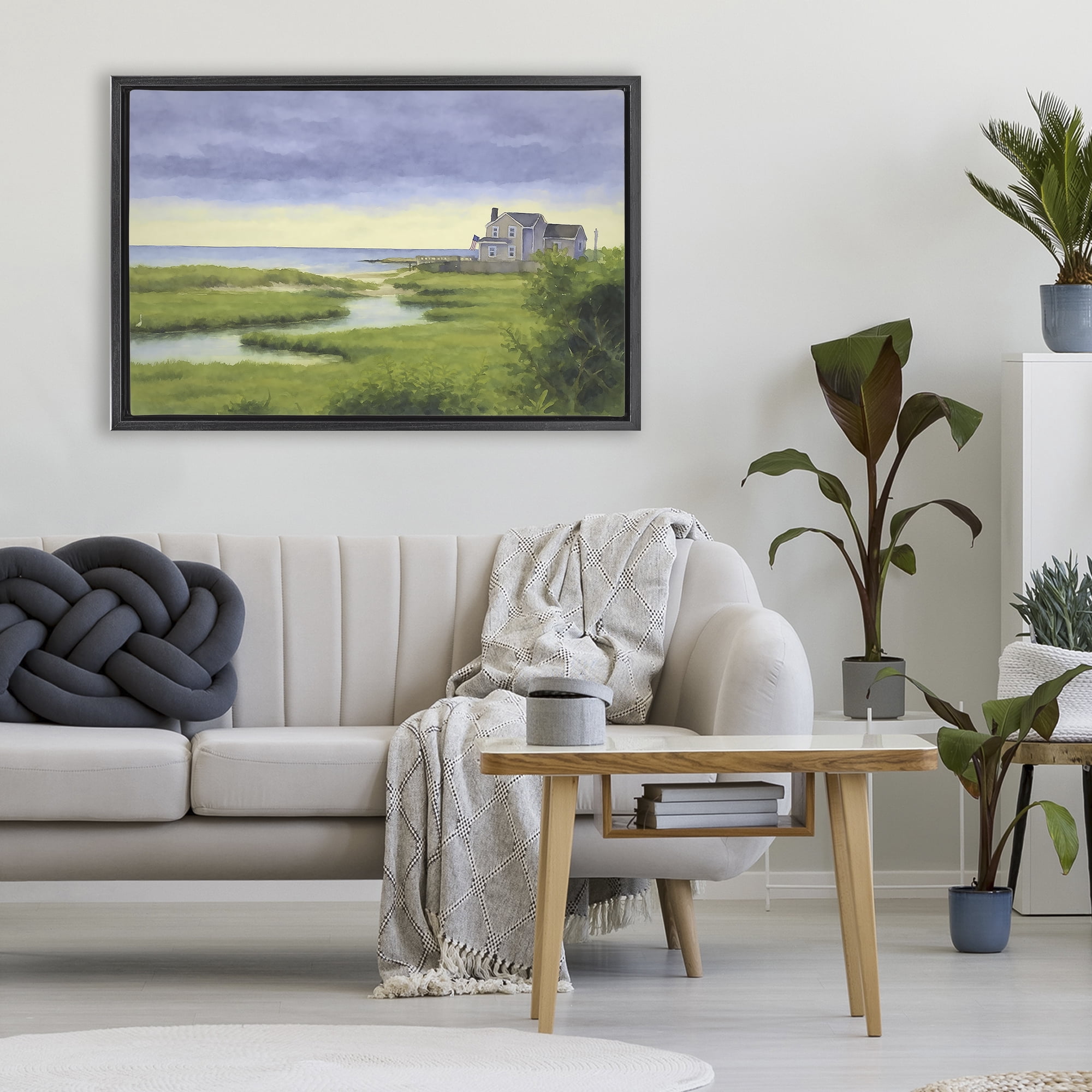Stupell Industries Marshside Serenity on Cape Black Framed Floater Canvas Wall Art, design by Grotto Studios