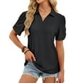 thumbnail image 4 of Nuoqisi Polos pour Femmes Col à Revers Col en V Manches Courtes Blouse Chic Décontractée Tuniques, 4 of 8