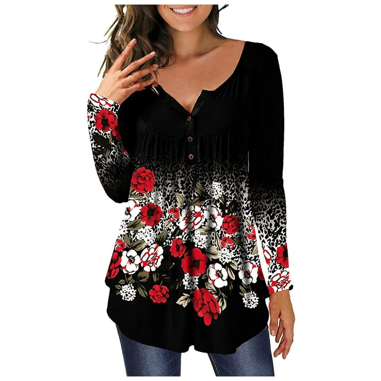 Ladies Tunics to Wear with Leggings V Neck Fall Blouses for Women 2023  Casual Graphic Women's Tunic Tops for Leggings Long Sleeve Women's Winter