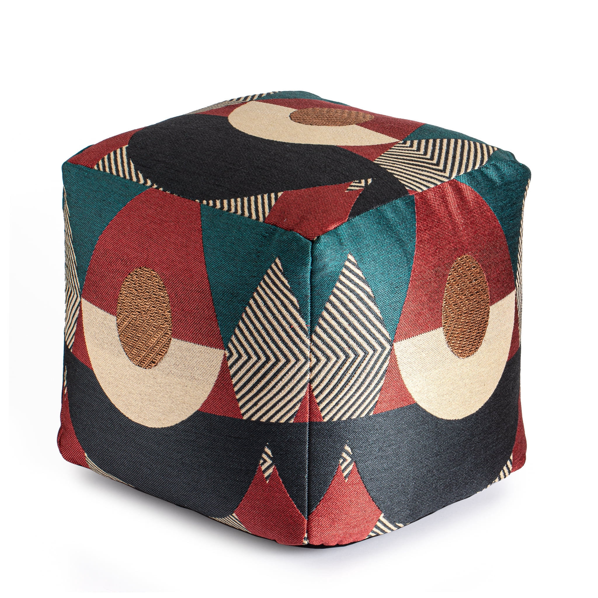 Martinique Red 18" x 18" x 18" Multicolor Pouf