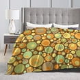thumbnail image 4 of DouZhe Ultra-Soft Micro Fleece Lightweight Flannel Bed Blanket, Psychedelic Yellow Circles Rounds Print Cozy Warm Throw Blankets, 80"x60", 4 of 7