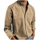 thumbnail image 2 of Blusa y camisa de manga larga con cuello vuelto para hombre, informal, lisa, de manga larga, con bolsillos, cuello vuelto y botones, blusa de poliéster para hombre, 2 of 6